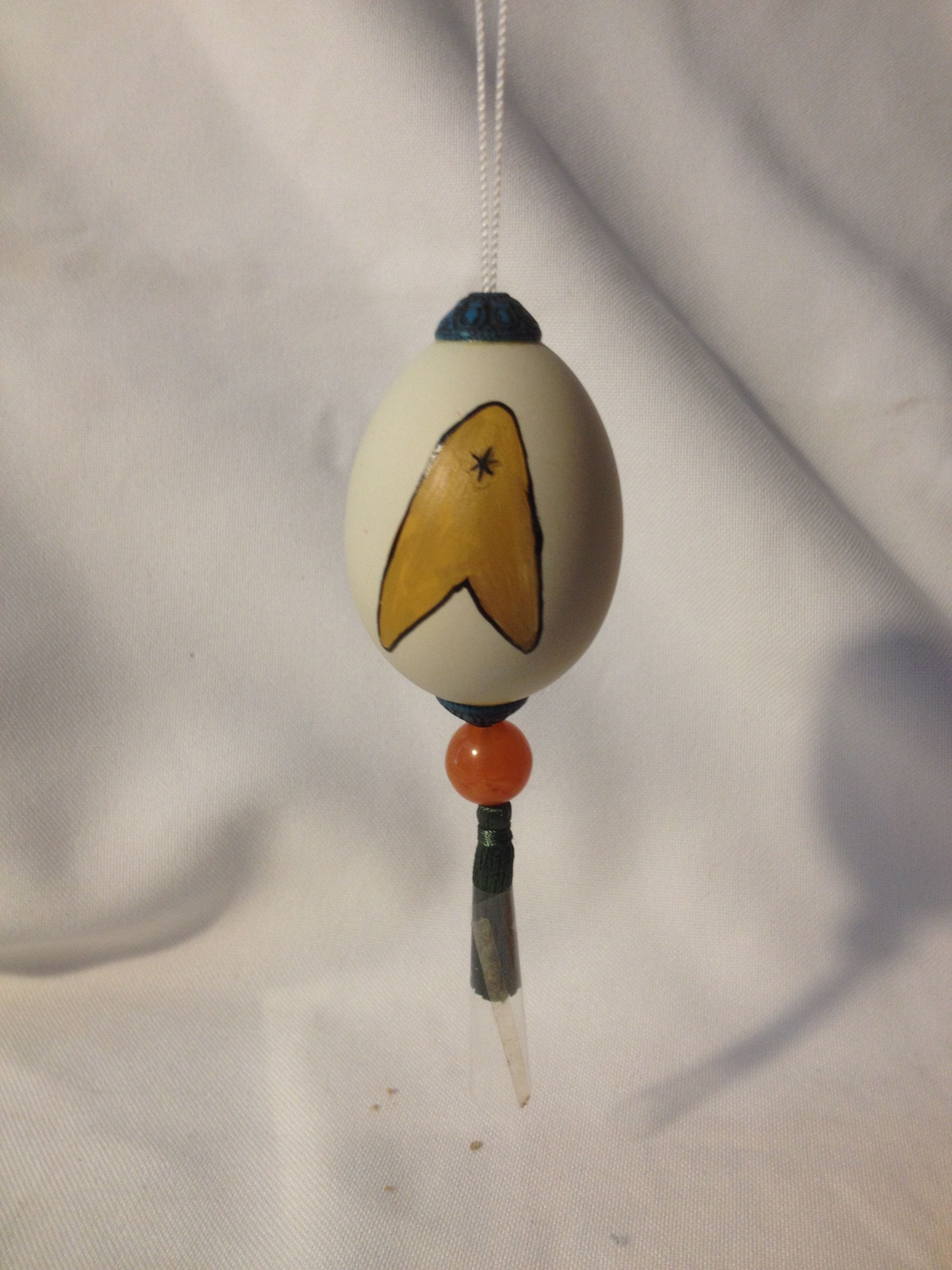 Painted chicken egg  with Starship Axcel symbol $20.