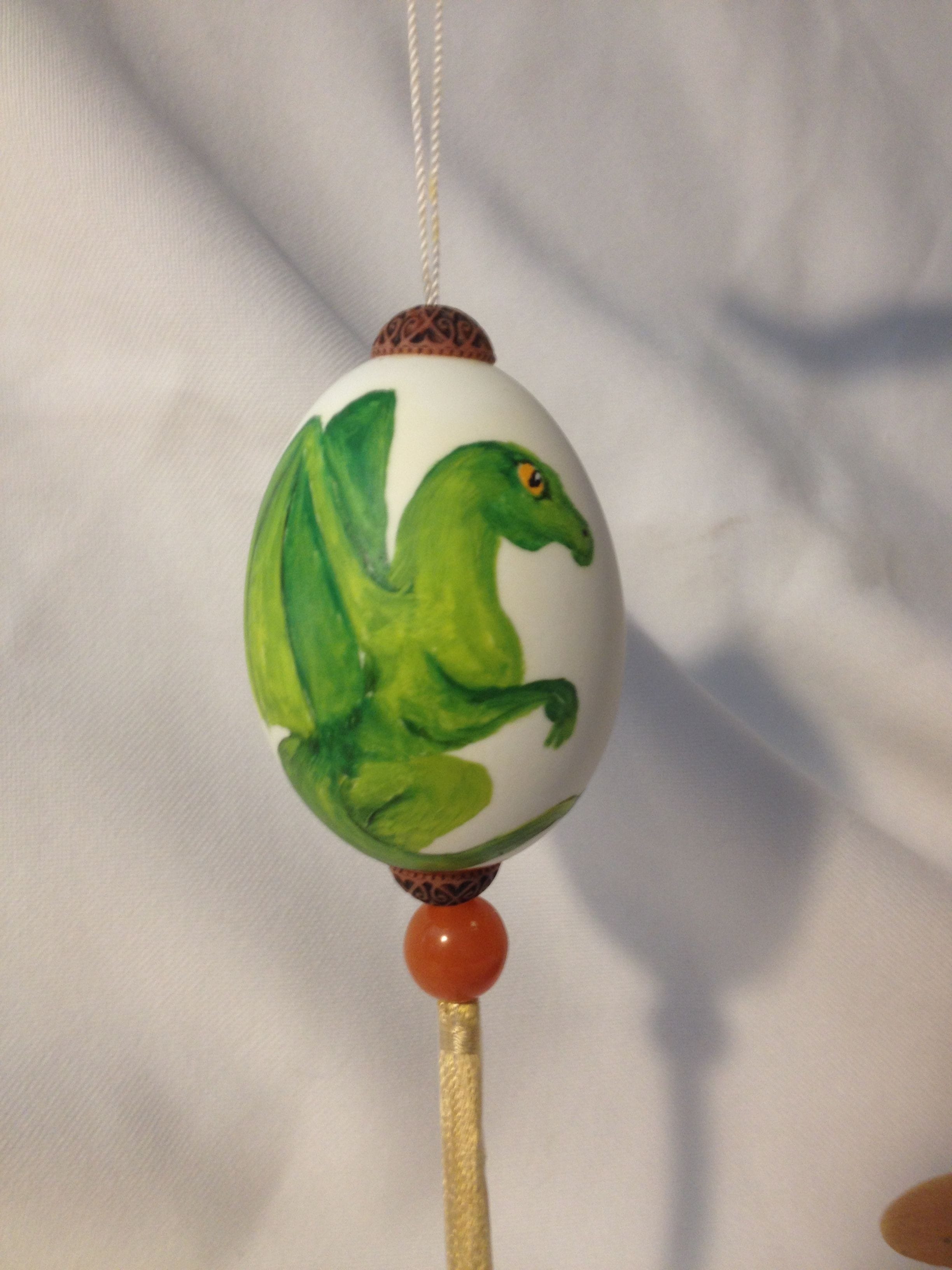 Painted chicken egg with dragonell $20.