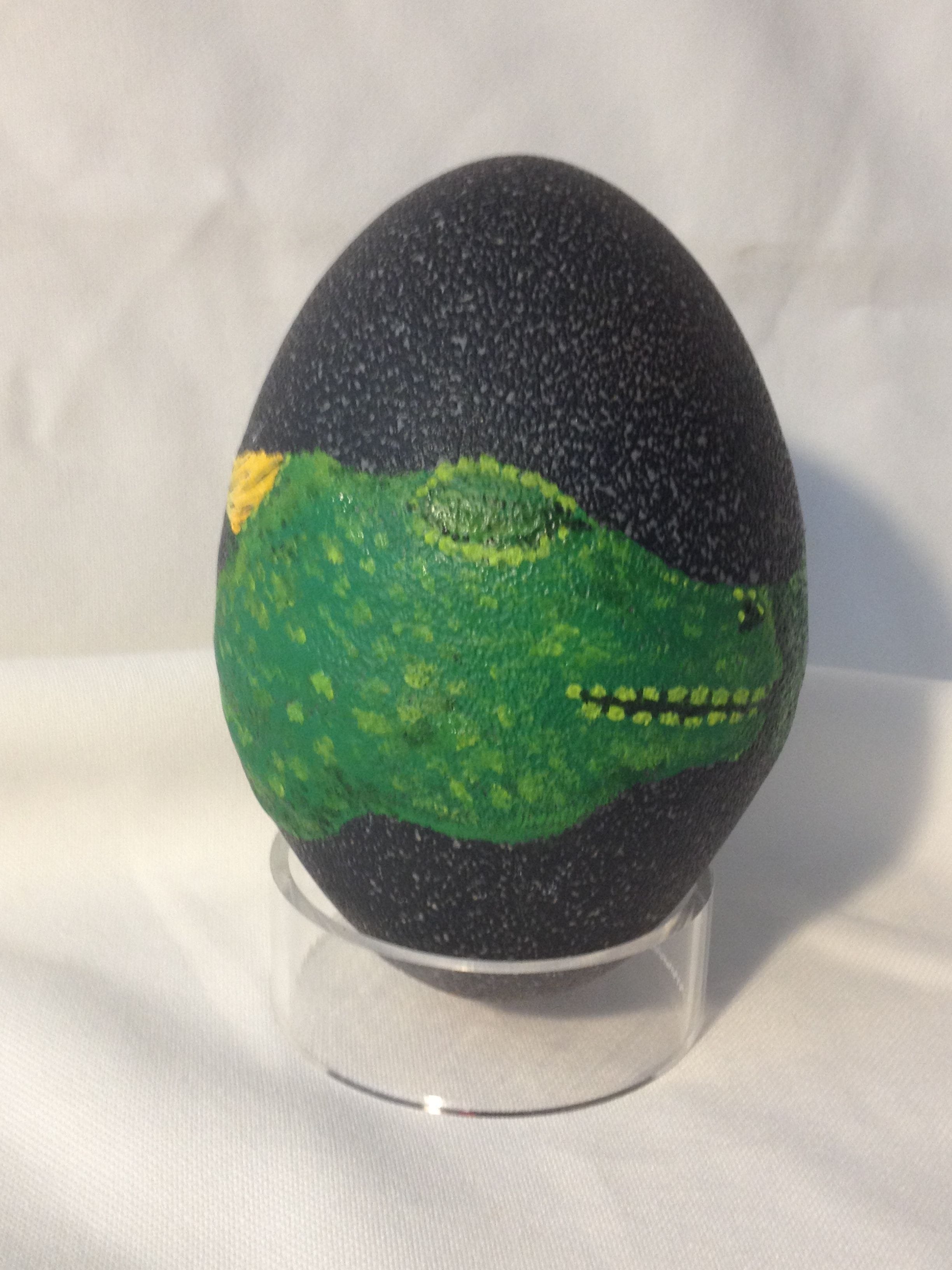 Oil paint of dragon wrapped around Emu egg $40.