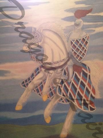 Pastel drawing of charging knight 20x16 $20.