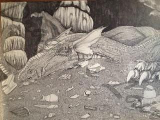 Pencil drawing of a ancient dragon(Not Smaug)18x12 1/2 $15.